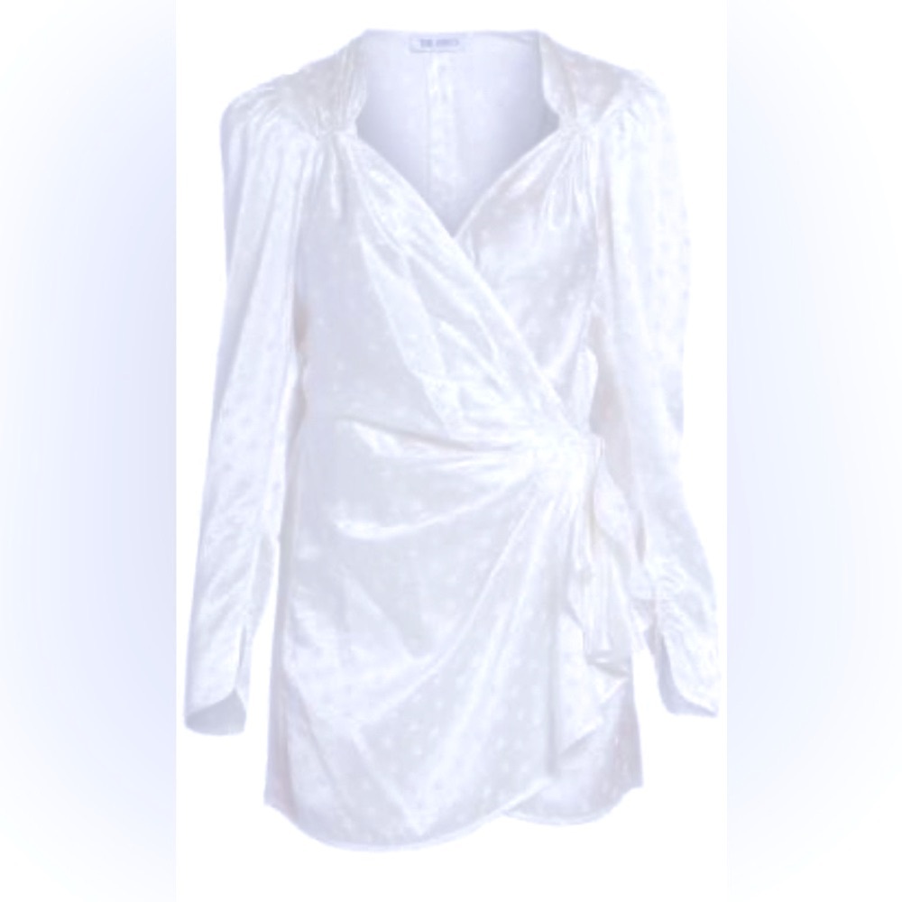The Attico (M/8 US) Star Jacquard White Satin Wrap Short Dress Size EU 40